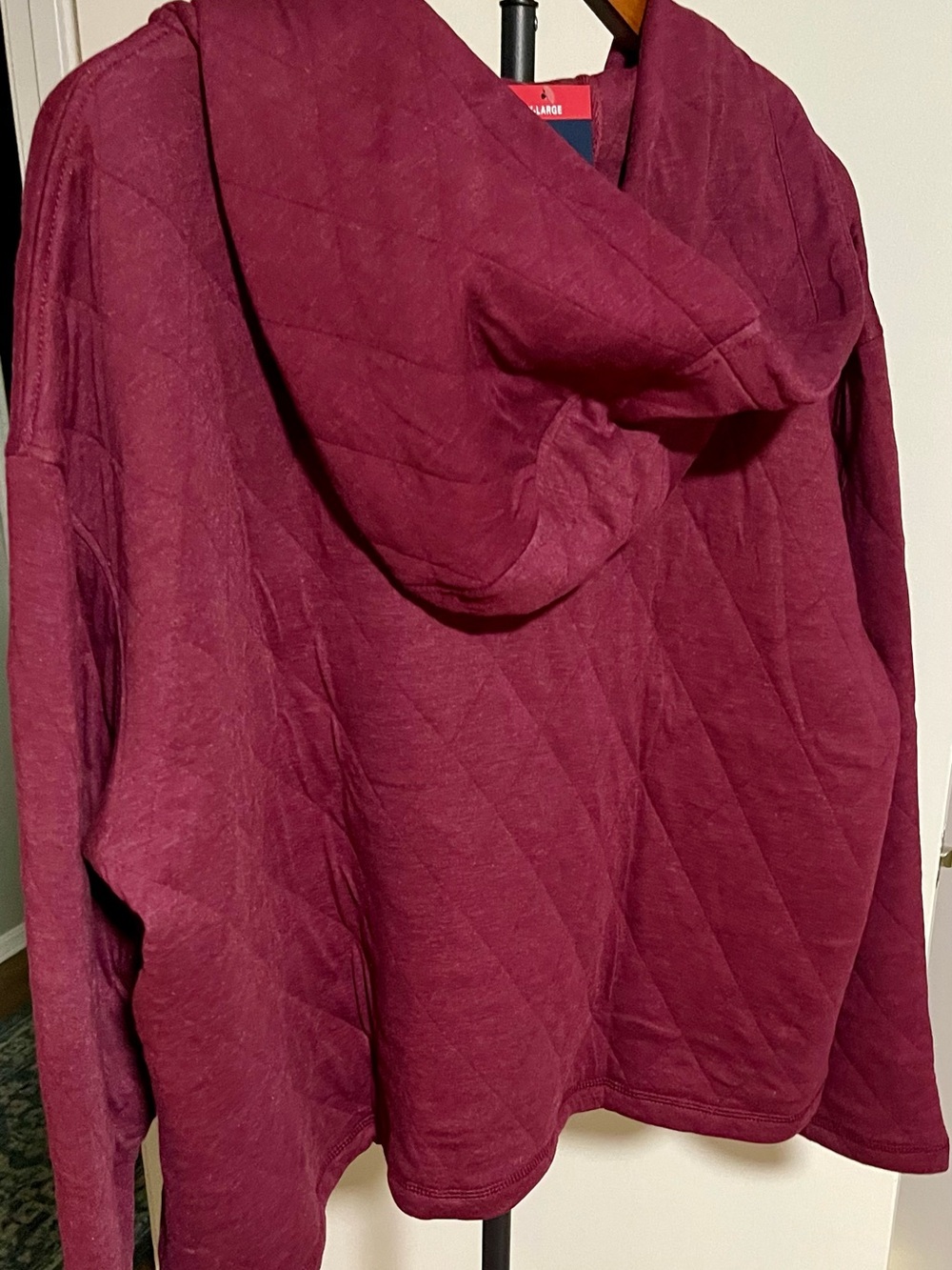 Lands' End Quilted Hooded Pullover - Wine - Picture 2 of 3